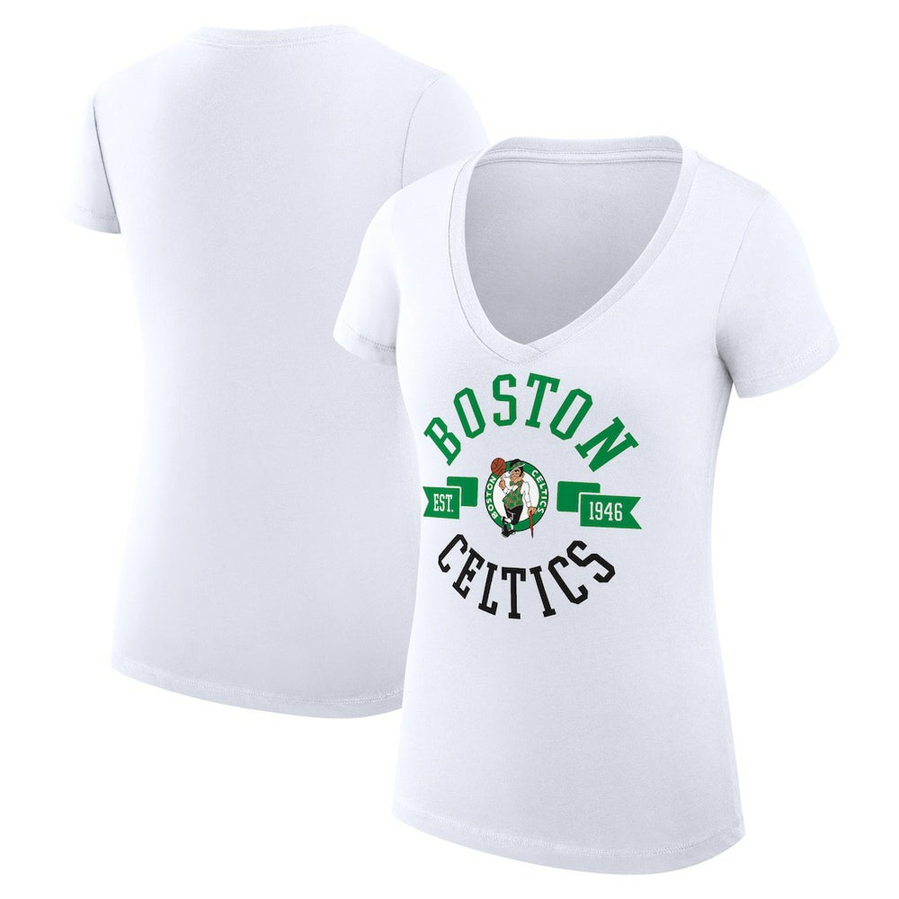 NBA Boston Celtics G-III 4Her by Carl Banks Women's Super-Slim Fit Lightweight Large City Logo V-Neck T-Shirt