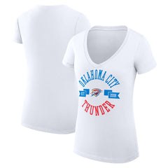 NBA Oklahoma City Thunder G-III 4Her by Carl Banks Women's Super-Slim Fit Lightweight Large City Logo V-Neck T-Shirt