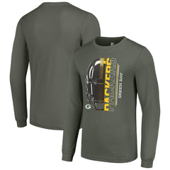 Starter Half Helmet Logo Long Sleeve T-Shirt - Green Bay Packers