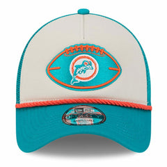2024 Sideline Historic 9FORTY A-Frame Trucker Adjustable Hat - Miami Dolphins