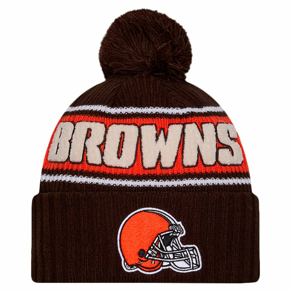 2024 Sideline Cuffed Knit Hat with Pom - Cleveland Browns