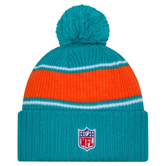 2024 Sideline Cuffed Knit Hat with Pom - Miami Dolphins