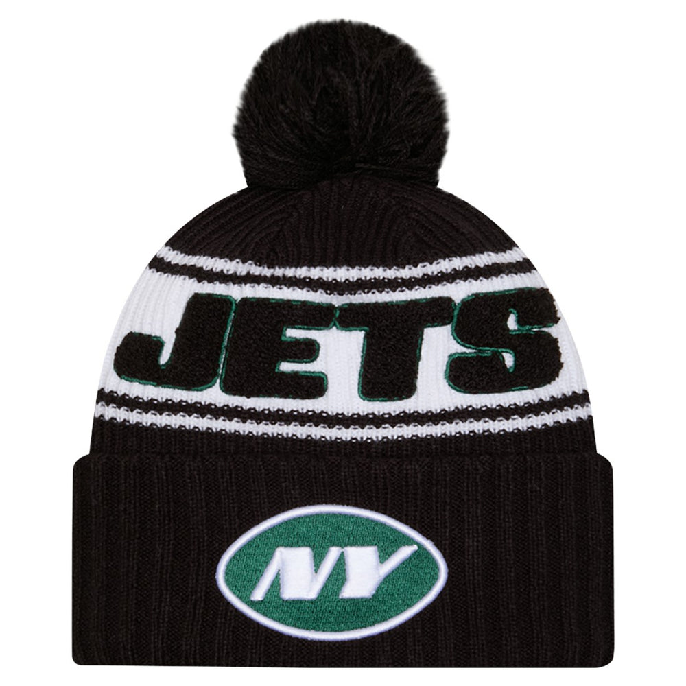 2024 Sideline Cuffed Knit Hat with Pom - New York Jets