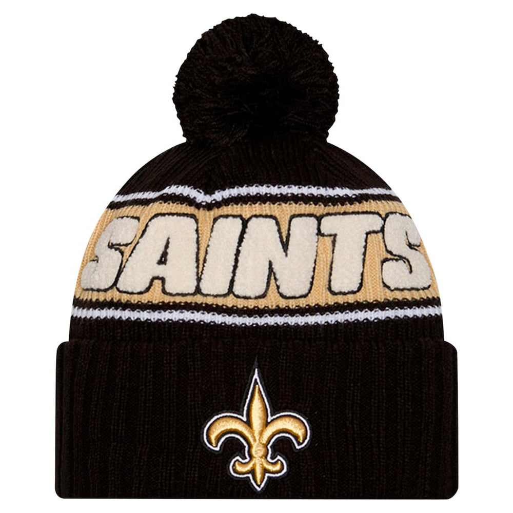 Youth 2024 Sideline Sport Cuffed Knit Hat with Pom - New Orleans Saints