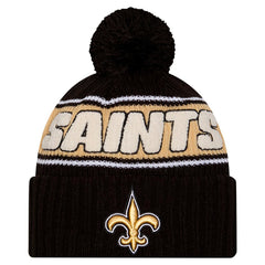 Youth 2024 Sideline Sport Cuffed Knit Hat with Pom - New Orleans Saints