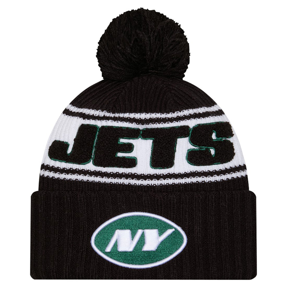 Youth 2024/25 Sideline Cuffed Knit Hat with Pom - New York Jets