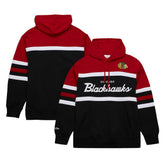 NHL Black/Red Chicago Blackhawks Mitchell & Ness Head Coach Pullover Hoodie