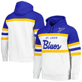 NHL White/Blue St. Louis Blues Mitchell & Ness Head Coach Pullover Hoodie