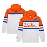 NHL White/Orange New York Islanders Mitchell & Ness Head Coach Pullover Hoodie