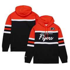 NHL Black/Orange Philadelphia Flyers Mitchell & Ness Head Coach Pullover Hoodie