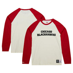 NHL Cream Chicago Blackhawks Mitchell & Ness Legendary Slub Vintage Raglan Long Sleeve T-Shirt