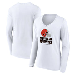 Women's Team Lockup Long Sleeve V-Neck T-Shirt - Cleveland Browns