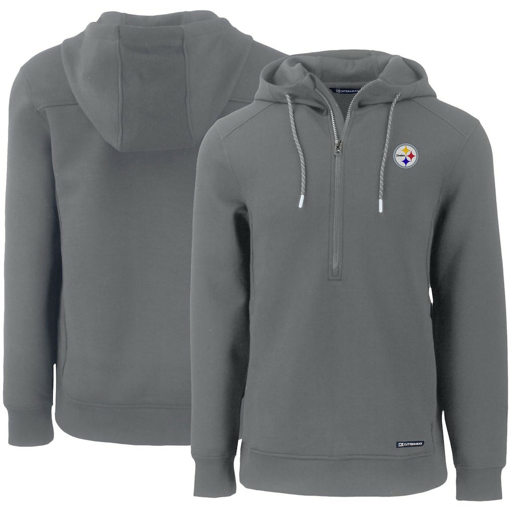 Cutter & Buck Primary Mark Roam Eco Recycled Half-Zip Pullover Hoodie - Pittsburgh Steelers