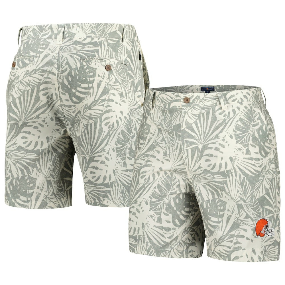Margaritaville Sandwashed Monstera Print Amphib Shorts - Cleveland Browns