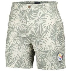 Margaritaville Sandwashed Monstera Print Amphib Shorts - Pittsburgh Steelers