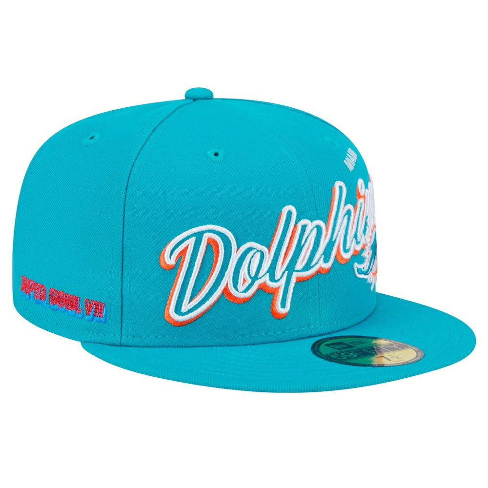 Script Sided 59FIFTY Fitted Hat - Miami Dolphins