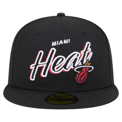 NBA Miami Heat Sport Night Script Sided 59FIFTY Fitted Hat