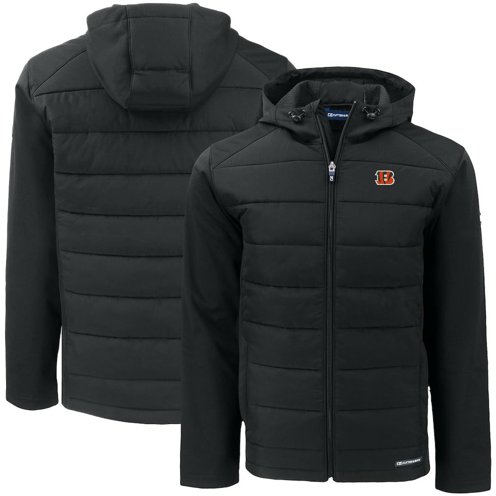 Cutter & Buck Big & Tall Evoke Hybrid Eco Softshell Recycled Full-Zip Hooded Jacket - Cincinnati Bengals