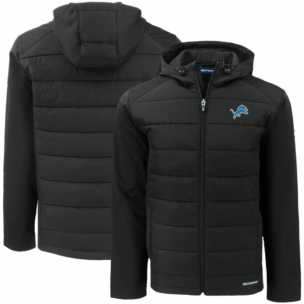 Cutter & Buck Big & Tall Evoke Hybrid Eco Softshell Recycled Full-Zip Hooded Jacket - Detroit Lions