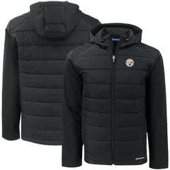 Cutter & Buck Big & Tall Evoke Hybrid Eco Softshell Recycled Full-Zip Hooded Jacket - Pittsburgh Steelers