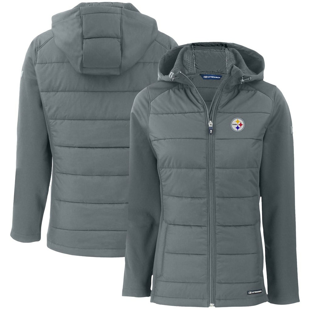 Cutter & Buck Women's Evoke PrimaLoft Hybrid Eco Softshell Recycled Full-Zip Hooded Jacket - Pittsburgh Steelers