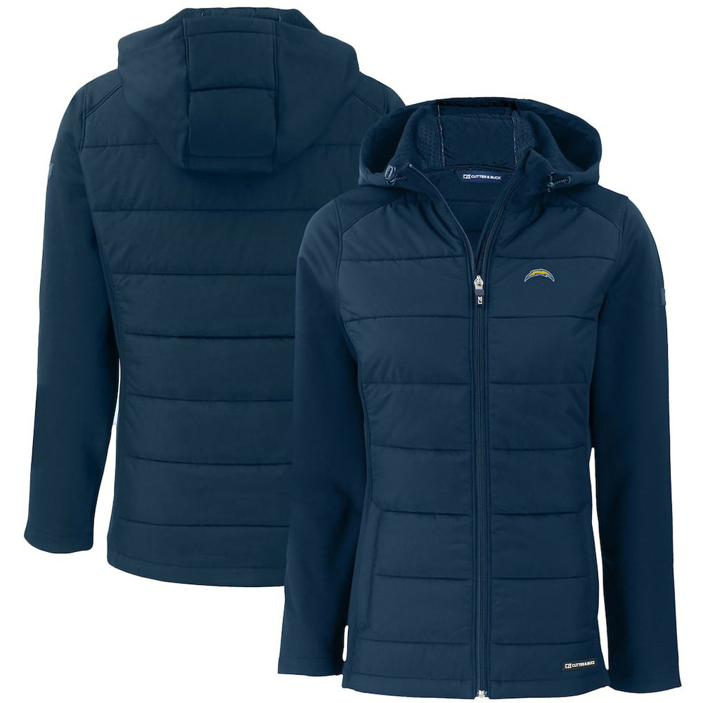 Cutter & Buck Women's Evoke PrimaLoft Hybrid Eco Softshell Recycled Full-Zip Hooded Jacket - Los Angeles Chargers
