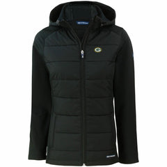 Cutter & Buck Women's Evoke PrimaLoft Hybrid Eco Softshell Recycled Full-Zip Hooded Jacket - Green Bay Packers