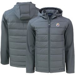 Cutter & Buck Evoke PrimaLoft Hybrid Eco Softshell Recycled Full-Zip Hooded Jacket - Pittsburgh Steelers