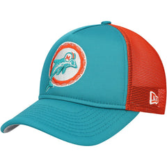 Youth A-Frame 9FORTY Trucker Adjustable Hat - Miami Dolphins