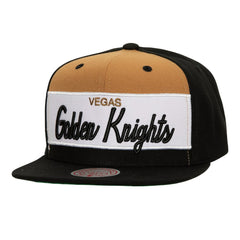NHL Black Vegas Golden Knights Mitchell & Ness Retro Script Colorblock Snapback Hat
