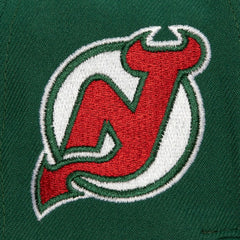 NHL Green New Jersey Devils Mitchell & Ness Retro Script Colorblock Snapback Hat