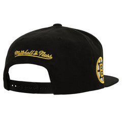 NHL Black Boston Bruins Mitchell & Ness Retro Script Colorblock Snapback Hat