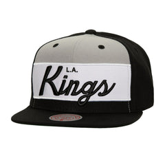 NHL Black Los Angeles Kings Mitchell & Ness Retro Script Colorblock Snapback Hat