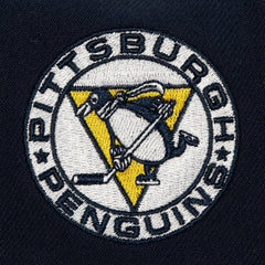 NHL Navy Pittsburgh Penguins Mitchell & Ness Retro Script Colorblock Snapback Hat