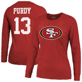 Brock Purdy Majestic Threads Women's Player Name & Number Long Sleeve T-Shirt - San Francisco 49ers