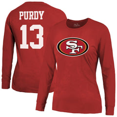 Brock Purdy Majestic Threads Women's Player Name & Number Long Sleeve T-Shirt - San Francisco 49ers