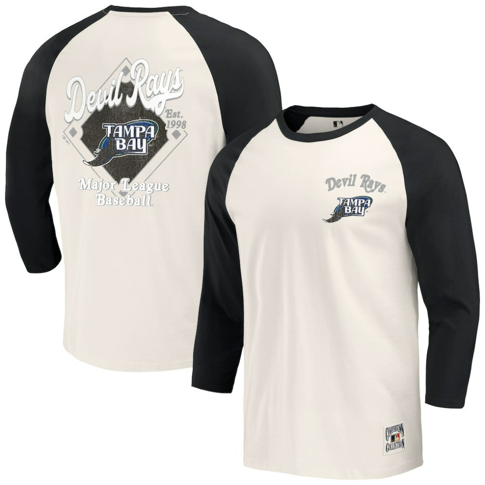 MLB Tampa Bay Rays Darius Rucker Collection by Fanatics Cooperstown Collection Raglan 3/4-Sleeve T-Shirt
