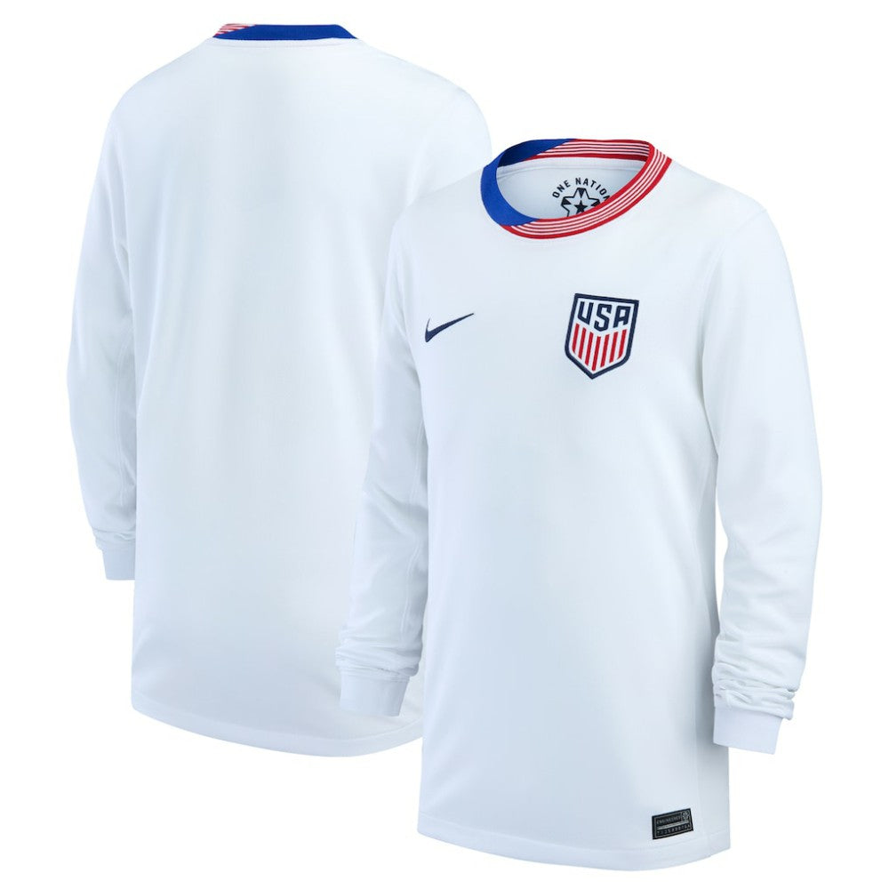 USMNT Youth 2024 Home Replica Long Sleeve Jersey - Nike White