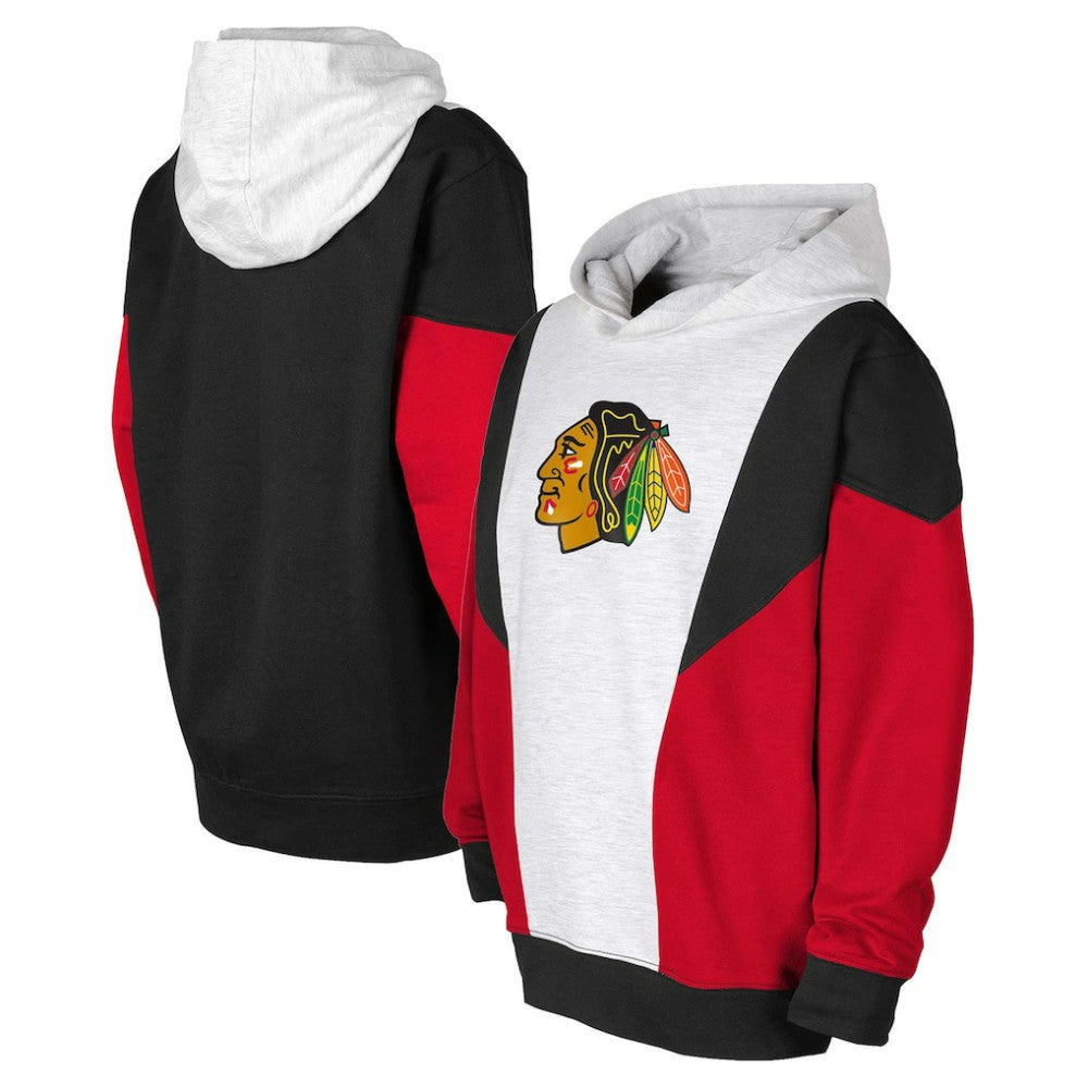 NHL Ash/Black Chicago Blackhawks Youth Champion League Fleece Pullover Hoodie