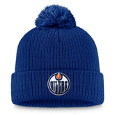 NHL Royal Edmonton Oilers Fanatics Primary Logo Cuffed Knit Hat with Pom