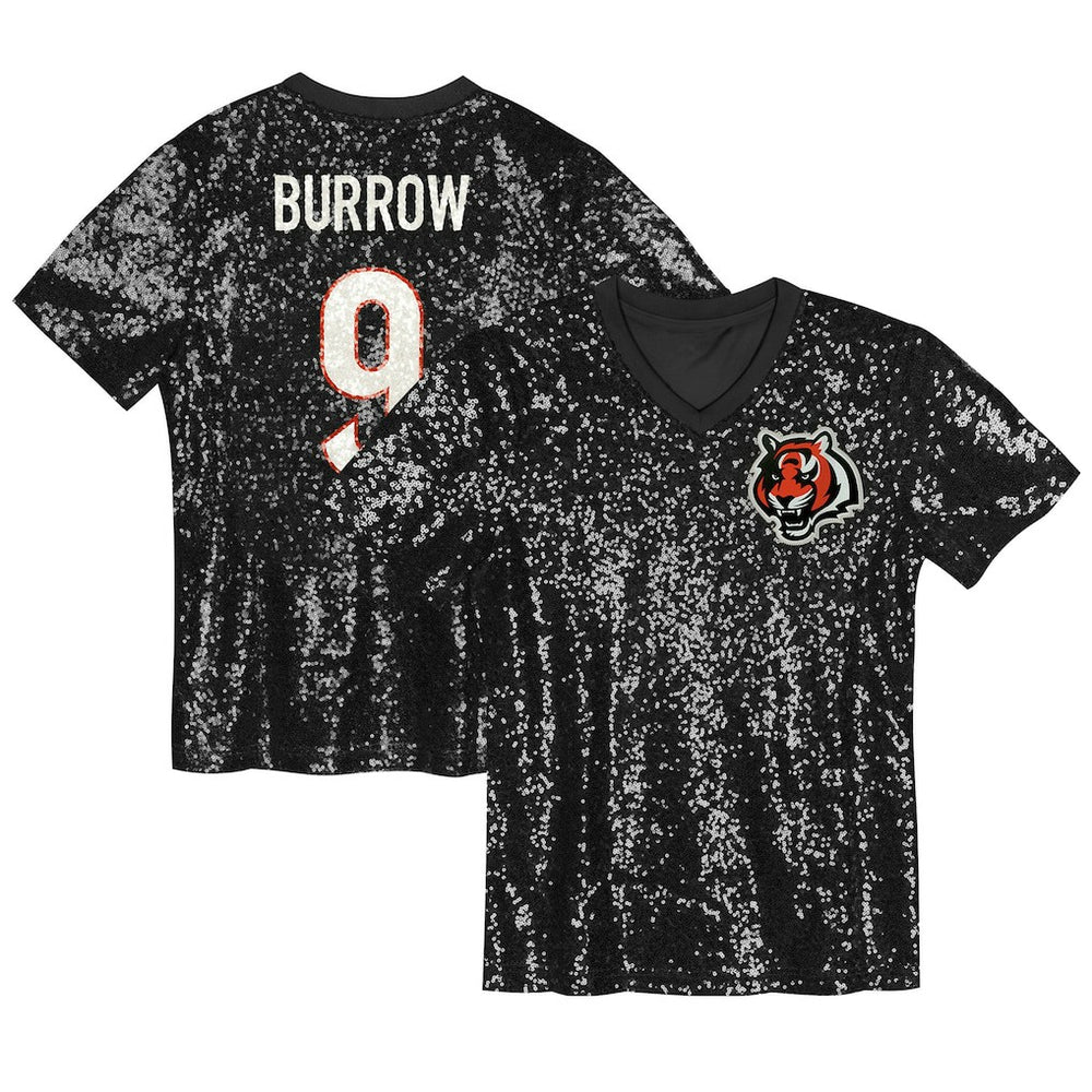 Joe Burrow Girls Youth Sequin V-Neck Fashion Jersey - Cincinnati Bengals