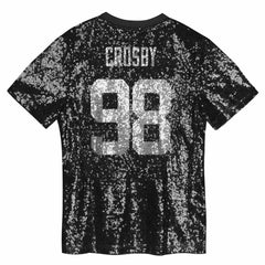 Maxx Crosby Girls Youth Sequin V-Neck Fashion Jersey - Las Vegas Raiders