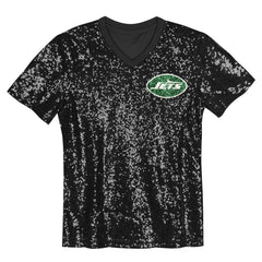 Sauce Gardner Girls Youth Sequin V-Neck Fashion Jersey - New York Jets