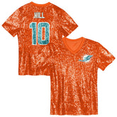 Tyreek Hill Girls Youth Sequin V-Neck Fashion Jersey - Miami Dolphins