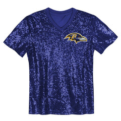 Lamar Jackson Girls Youth Sequin V-Neck Fashion Jersey - Baltimore Ravens