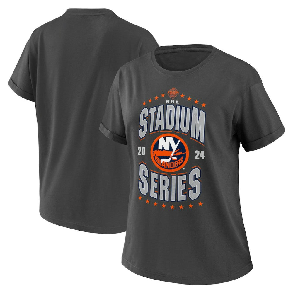NHL Charcoal New York Islanders WEAR by Erin Andrews Women's 2024 NHL Stadium Series Boyfriend T-Shirt