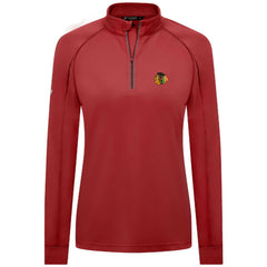 NHL Red Chicago Blackhawks Levelwear Women's Kinetic Insignia Core Quarter-Zip Pullover Top
