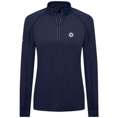 NHL Navy Winnipeg Jets Levelwear Women's Kinetic Insignia Core Quarter-Zip Pullover Top