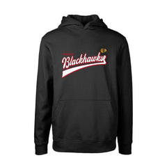 NHL Black Chicago Blackhawks Levelwear Youth Podium Retro Script Fleece Pullover Hoodie