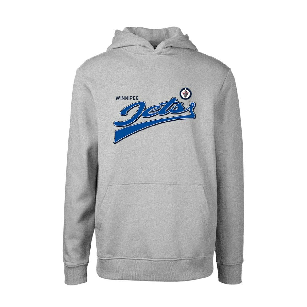 NHL Gray Winnipeg Jets Levelwear Youth Podium Retro Script Fleece Pullover Hoodie